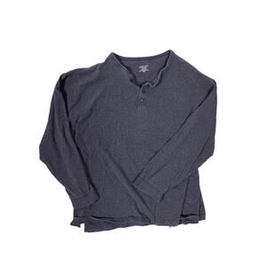 St. John’s Bay Men’s 4XL Henley Shirt Dark Gray Long Sleeve Casual Cotton Top